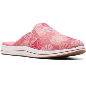 Clarks Breeze Shore Floral Coral Canvas Mule
